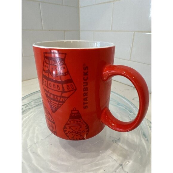 2015 STARBUCKS Red 12 oz CHRISTMAS Holiday Ornaments COFFEE CUP Mug - Picture 2 of 10